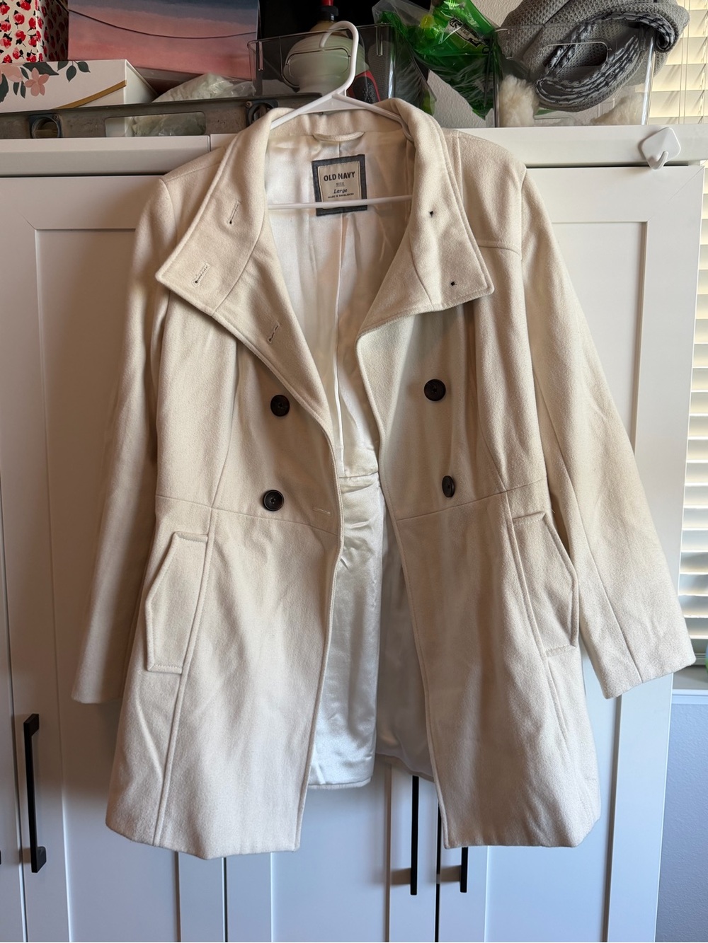 Old Navy Women's Cream Double-Breasted Coat size L